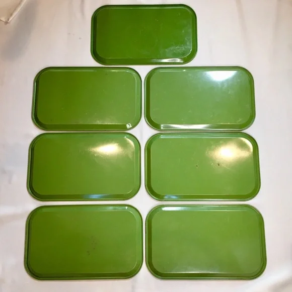 VTG Groovy Daisy Floral Metal Trays Set of 7